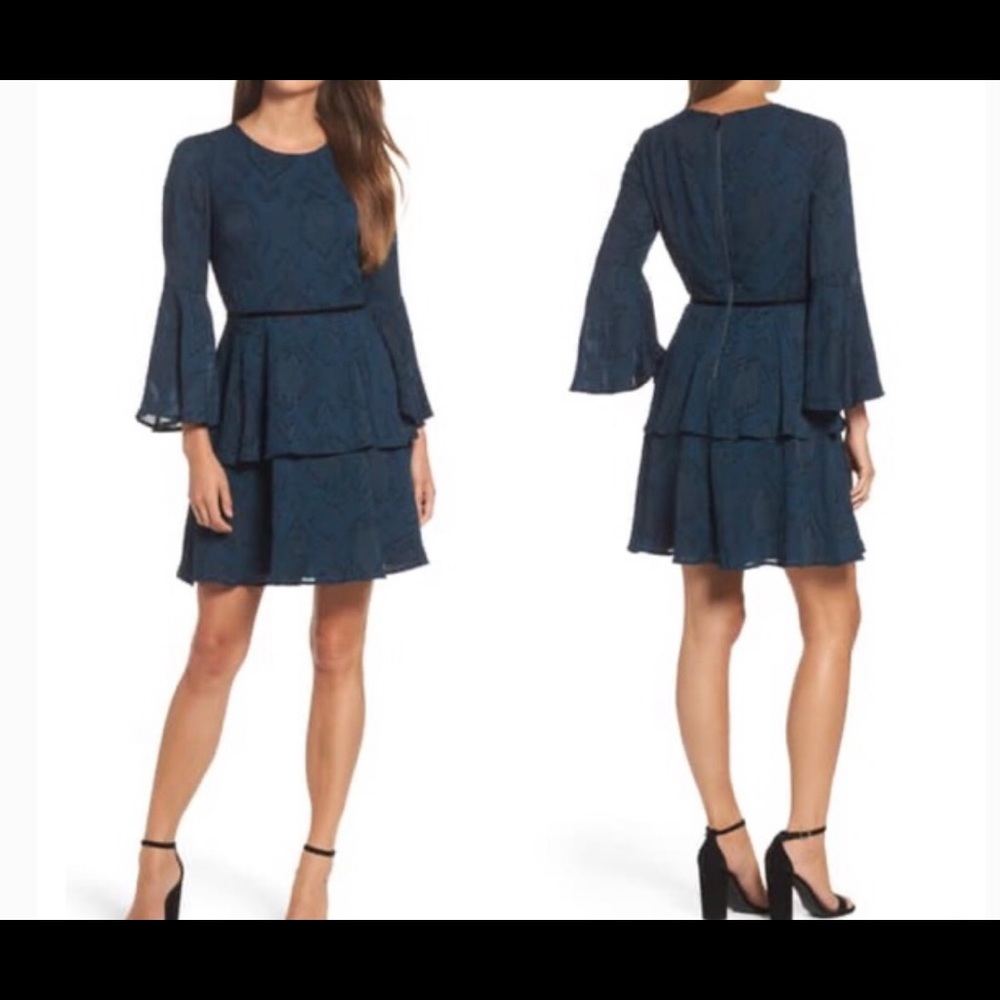 Vince Camuto Teal Flutter Sleeve Dress Size 6